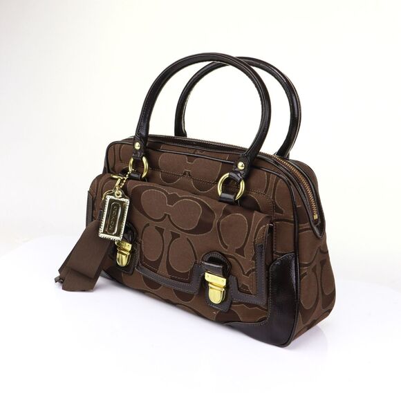 NWT Coach Signature Pushlock Satchel Crossbody Bag in Chocolate - Picture 5 of 10